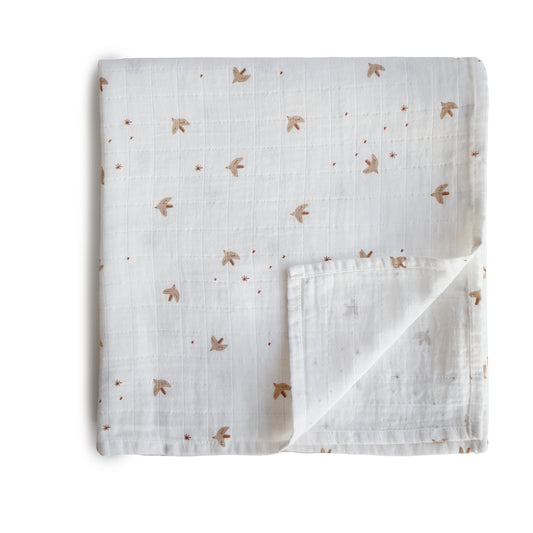 Muslin Swaddle Blanket Organic Cotton - (Sparrow)