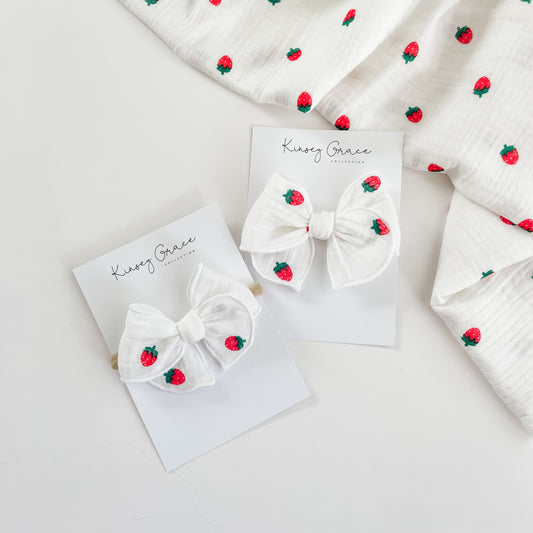 Strawberry Muslin Fable Bow