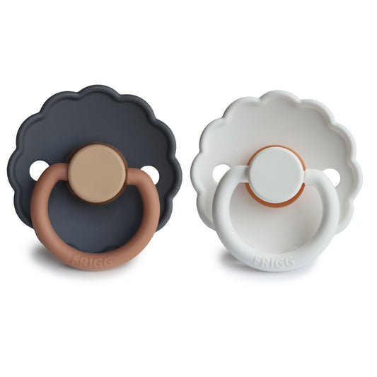 FRIGG DAISY NATURAL RUBBER BABY PACIFIER (AURORA/BRIGHT WHITE) 2-PACK