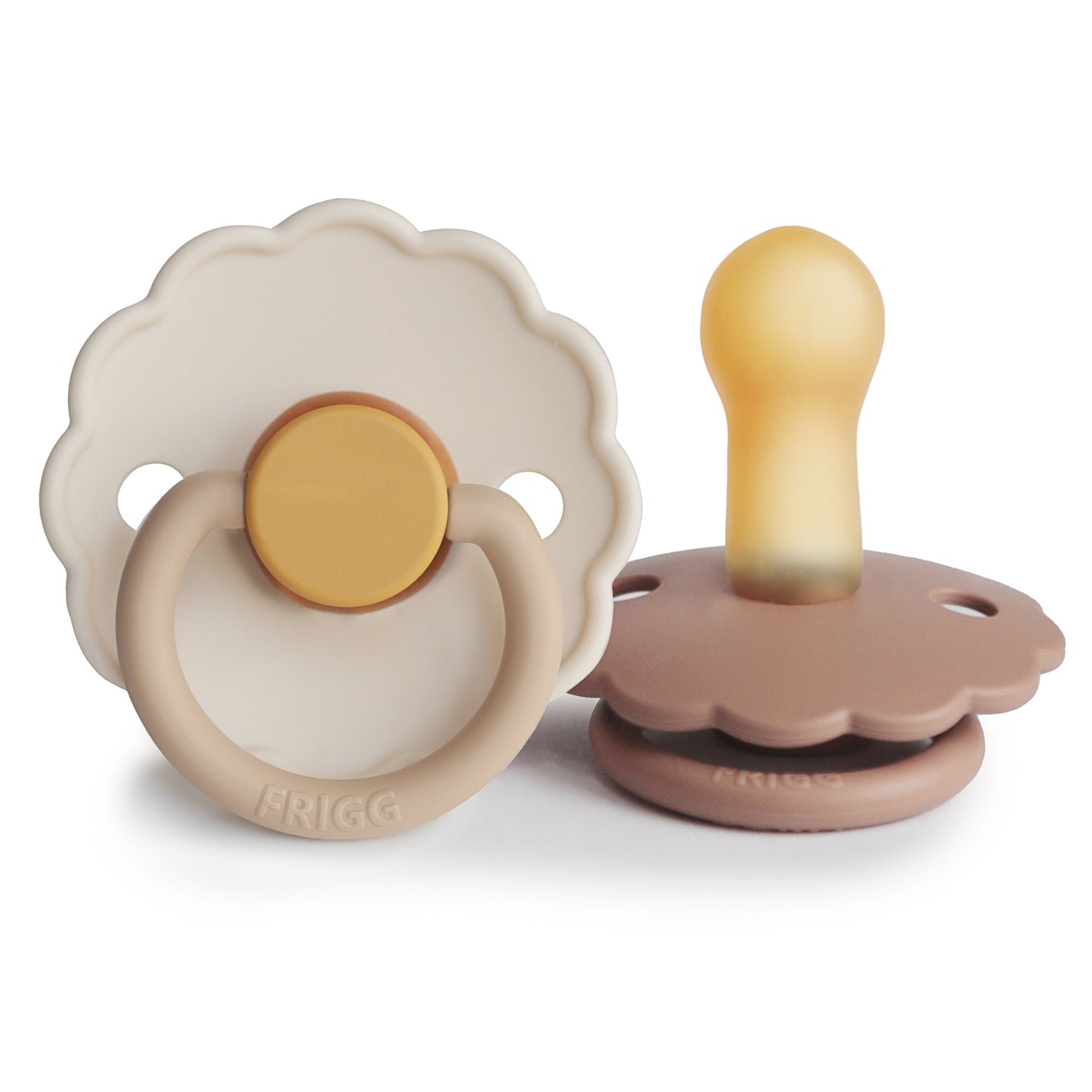 FRIGG DAISY NATURAL RUBBER BABY PACIFIER (CHAMOMILE / PEACH BRONZE) 2-PACK