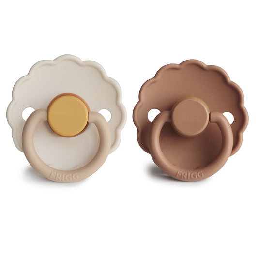 FRIGG DAISY NATURAL RUBBER BABY PACIFIER (CHAMOMILE / PEACH BRONZE) 2-PACK