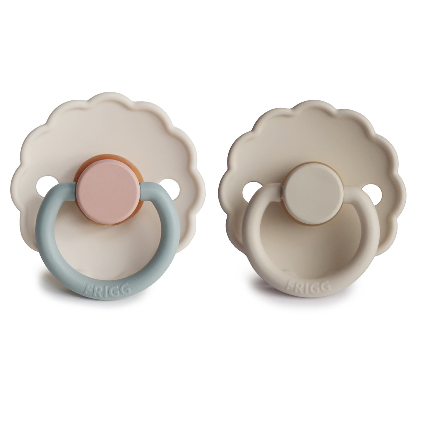 FRIGG DAISY NATURAL RUBBER BABY PACIFIER (COTTON CANDY/SANDSTONE) 2-PACK