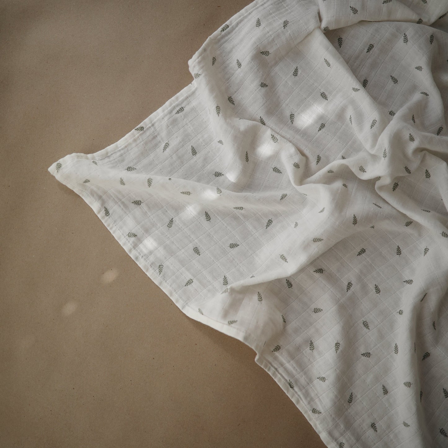 Muslin Swaddle Blanket Organic Cotton - (Leaves)