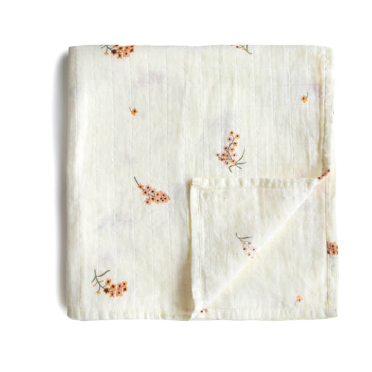 Muslin Swaddle Blanket Organic Cotton - (Flowers)