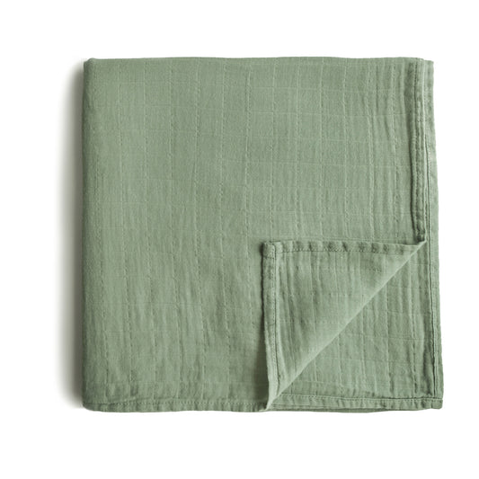 Muslin Swaddle Blanket Organic Cotton - (Sage)